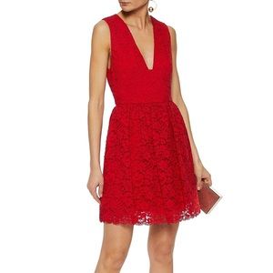 Alice + Olivia Pleated Corded Lace Mini-Dress